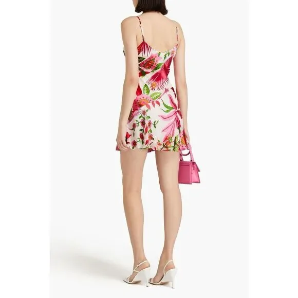 CULT GAIA Zarima floral-print devoré-chiffon silk-blend mini slip dress S $518